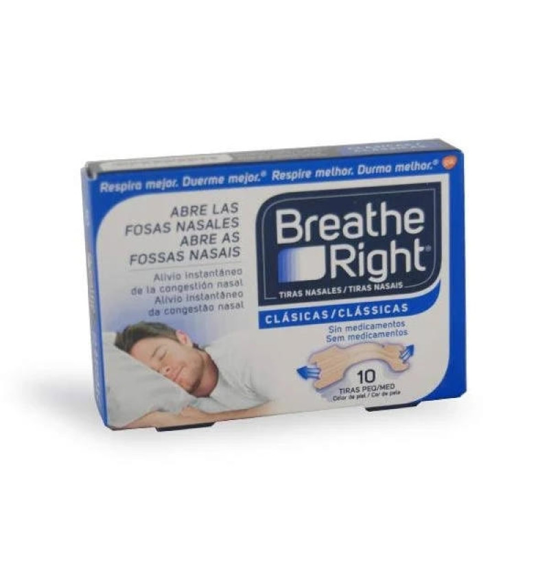 Breathe Right Clasicas - Tira Adh Nasal (10 Unidades Talla Pequeña-Mediana)