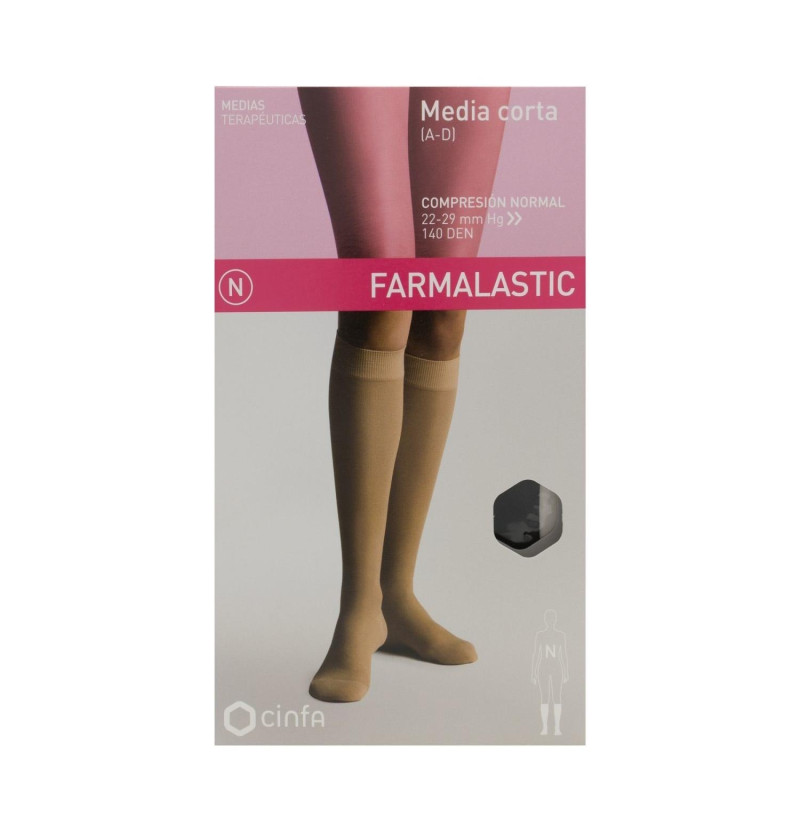 Media Corta (a - D) Compresion Normal - Farmalastic (talla Grande Color Negro) - Cinfa S a