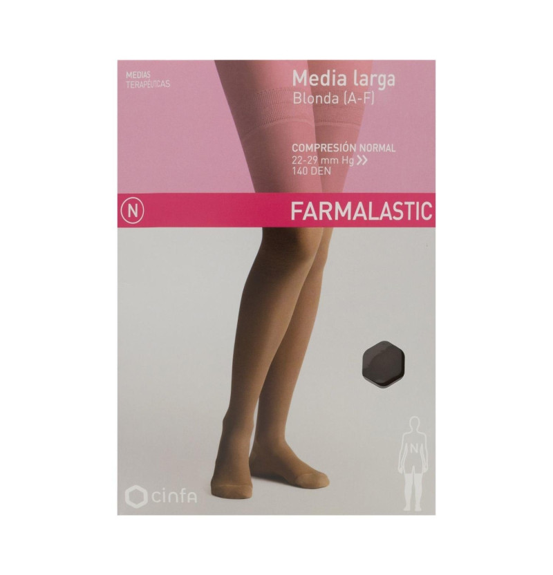 Media Larga (a - F) Compresion Normal - Farmalastic Blonda (talla Grande Color Capuchino) - Cinfa S a