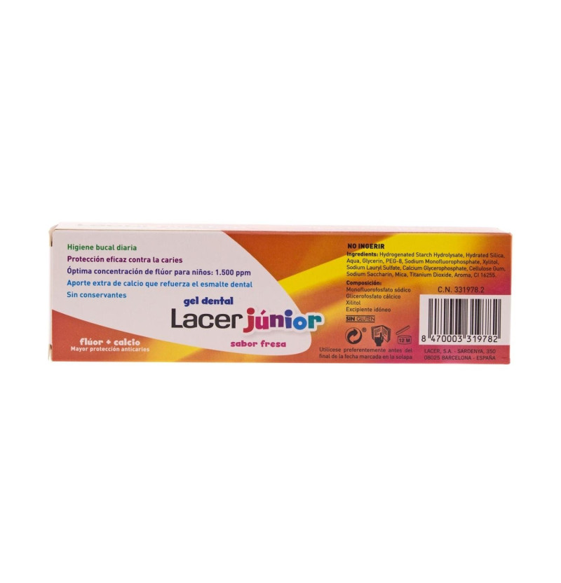 Lacer Junior Gel Dental (1 Envase 75 ml Sabor Fresa) - Lacer Laboratorios Sa