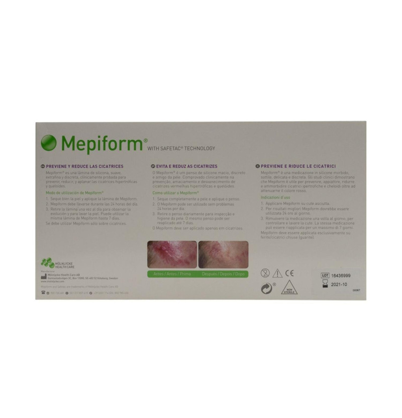 Mepiform Silicona Reductor De Cicatrices (5 Unidades 18 Cm X 10 Cm)