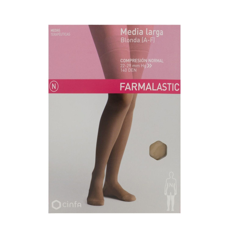 Media Larga (a - F) Compresion Normal - Farmalastic Blonda (talla Reina Plus Color Beige) - Cinfa S a