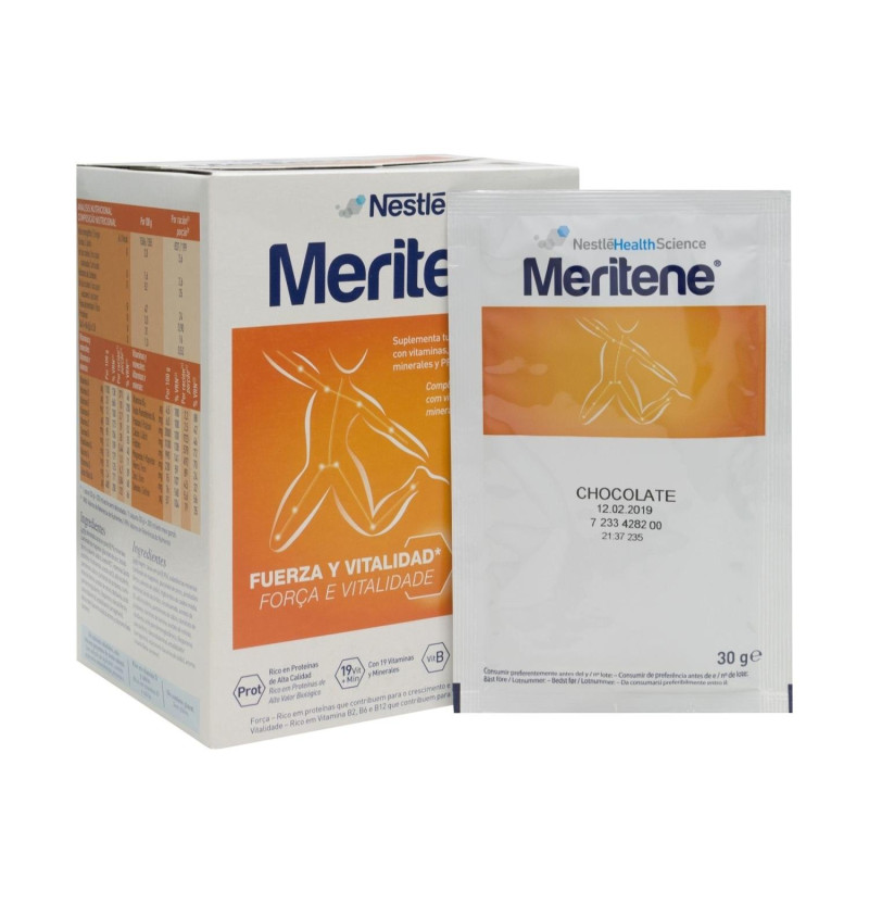 Meritene Fuerza y Vitalidad Batido (15 Sobres 30 g Sabor Chocolate) - Nestlé