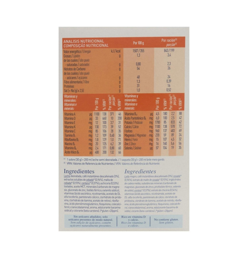 Meritene Fuerza y Vitalidad Batido (15 Sobres 30 g Sabor Cafe Descafeinado) - Nestlé