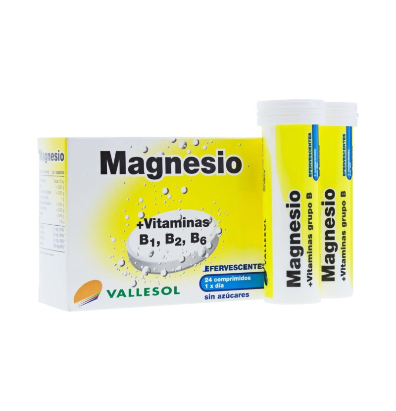 Vallesol Magnesio + Vitaminas B1 B2 y B6 (24 Comprimidos Efervescentes) - Diafarm