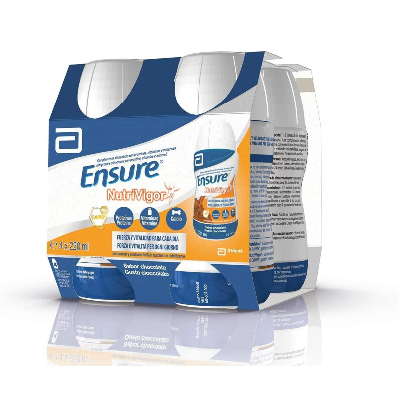 Ensure Nutrivigor, 4 Botella 220 ml, Sabor Chocolate - Abbott