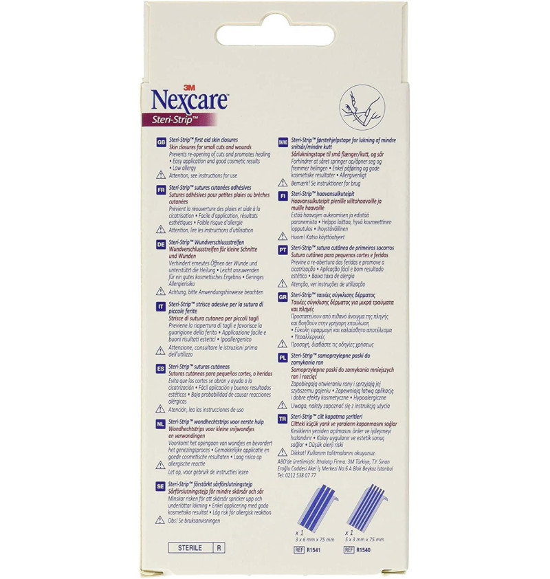 Nexcare Steri Strip, Sutura Cutanea Esteril, 3 Ud 6 X 75 mm y 5 Ud 3 X 75 Mm. - 3m - Sin Marca