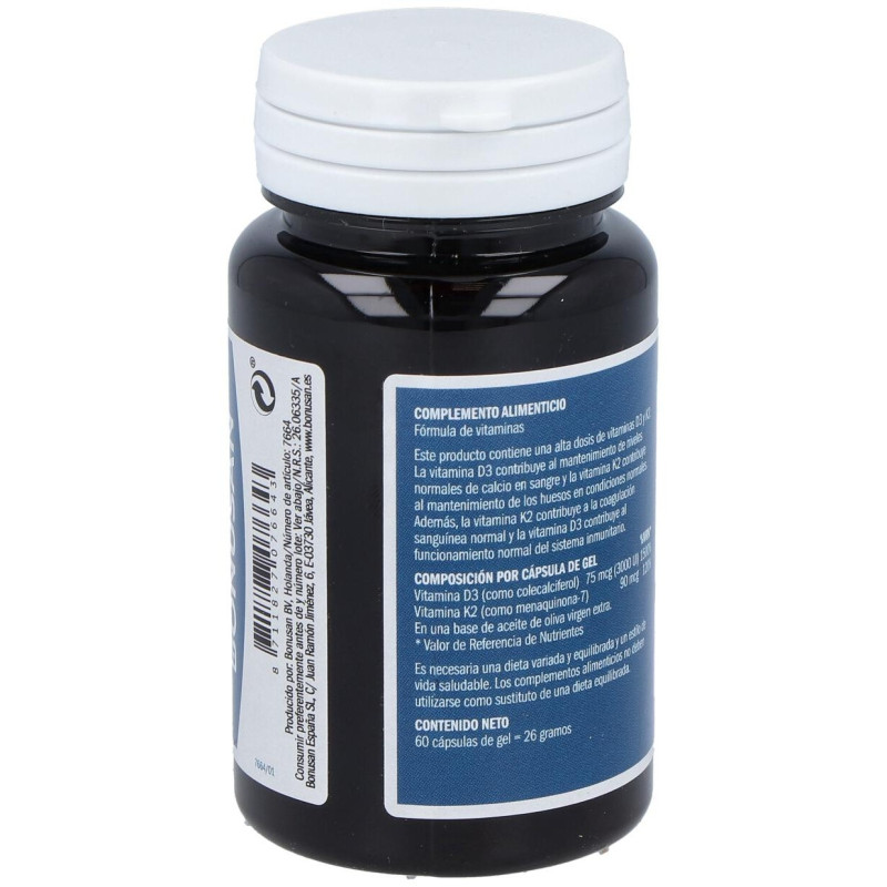 Vitamina D3 y K2 60perlas - Bonusan