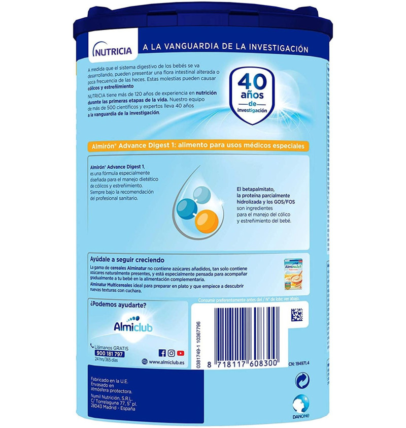 Almiron Advance + Digest 1 (1 Envase 800 g) - Danonenutricia