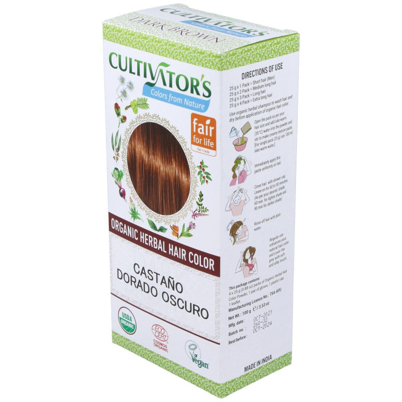 Castaño Dorado Oscuro Tinte Organico 100gr Ecocert - Cultivators