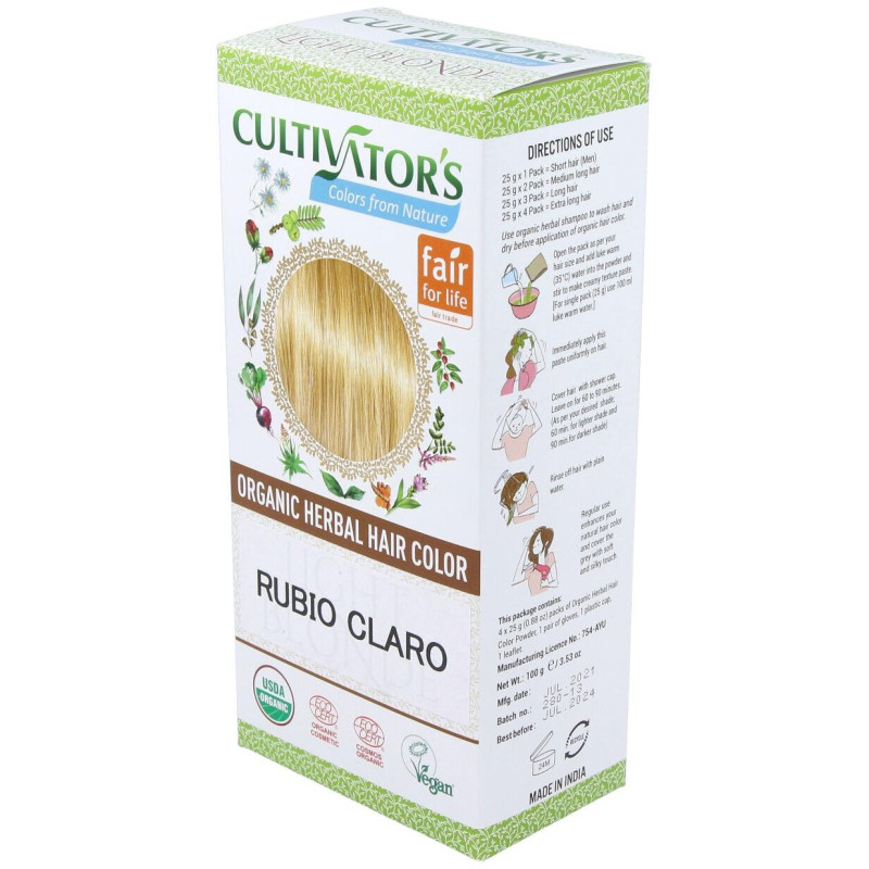 Rubio Claro Tinte Organico 100Gr. Ecocert