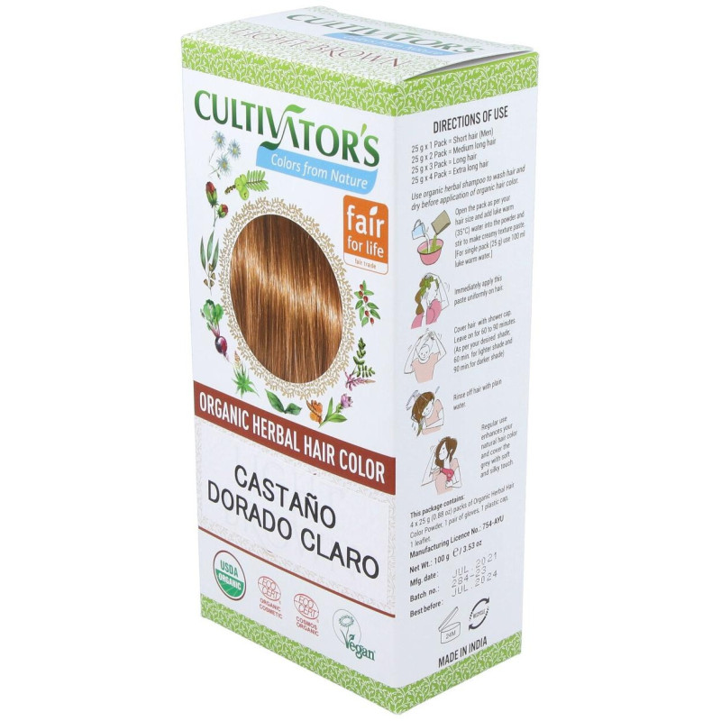 Castaño Dorado Claro Tinte Organico 100gr. Ecocert - Cultivators