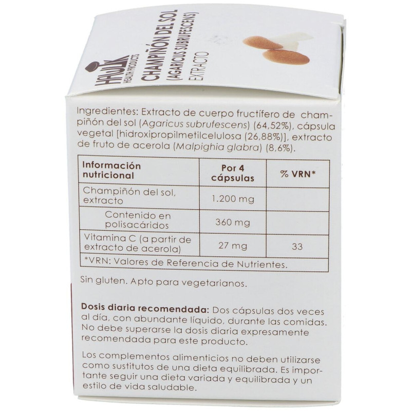 Champiñon Del Sol Extracto Puro 60Vcaps.