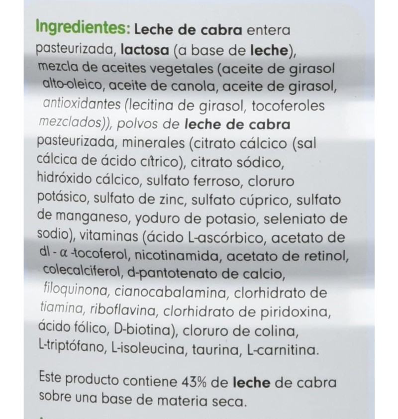 Capricare 1 Preparado Lactantes - Leche de Cabra (1 Envase 800 g) - Bebeinnova