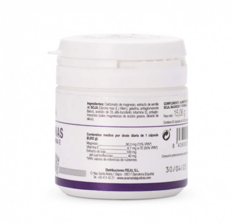 Isoflavonas Magnesio + Vitamina E, 30 Caps. - Ana Maria Lajusticia 