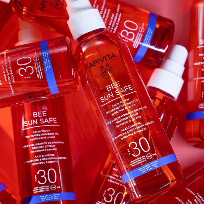 Bee Sun Safe Aceite Corporal para un Bronceado Perfecto SPF30, 200 ml. - Apivita