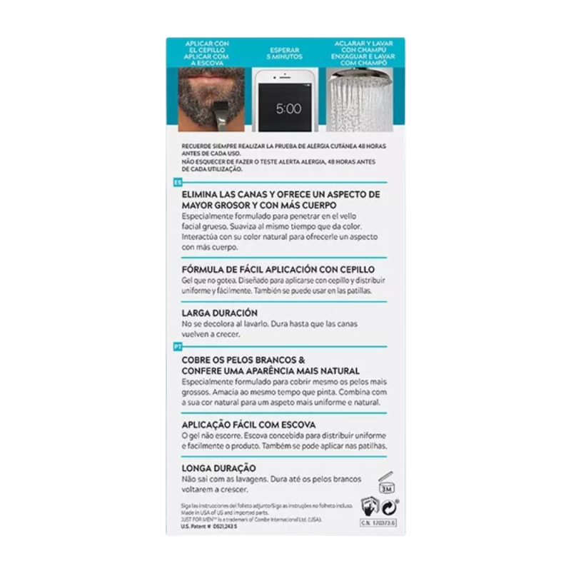 Bigote y Barba, M-55 Negro, 14 g. - Just For Men
