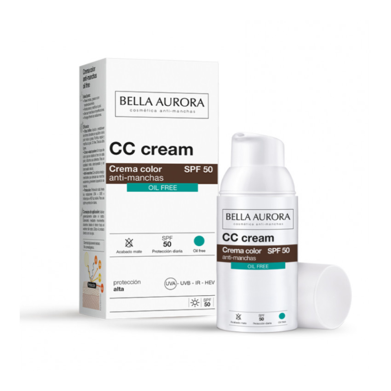Cc Crema Color Anti - Manchas Spf 50+ Oil Free, 30 ml - Bella Aurora Labs