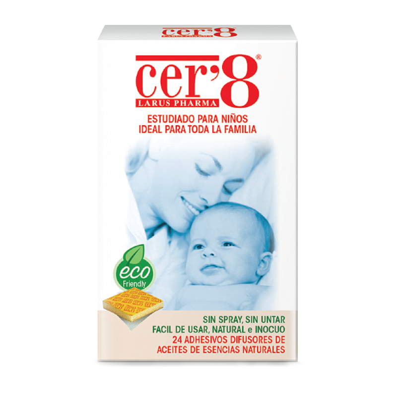 Cer’8® Pegatinas Antimosquitos, 24 Adhesivos. - Larus Pharma