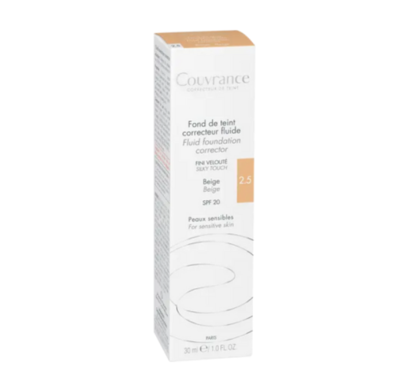 Couvrance Base Maquillaje Fluida Correctora Tono (2.5) Beige, 30 ml. - Avene