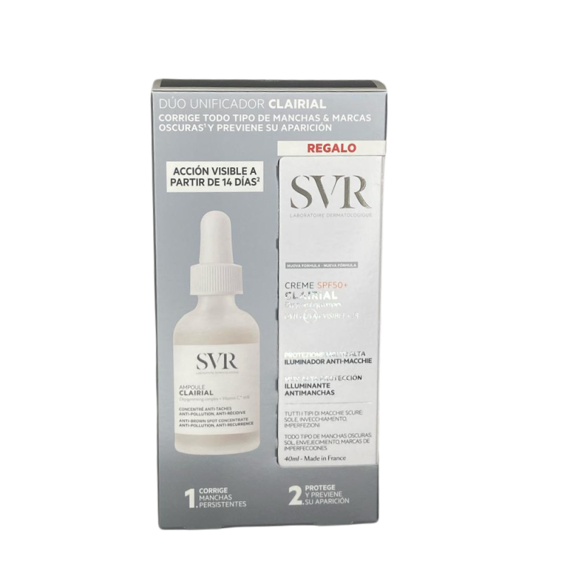 Pack Unificador: Ampoule Clairial Concentrado Antimanchas, 30 ml. + Clairial Crema SPF 50+, 40 ml. - SVR