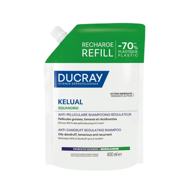 Kelual Squanorm Champú Anticaspa Regulador Caspa Grasa Recarga, 400 ml. - Ducray 