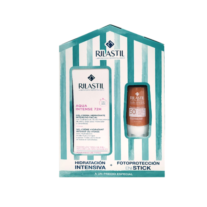 Pack Aqua Intense 72h 40 ml + Sun System Stick Transparente SPF50+ 8,5g. - Rilastil