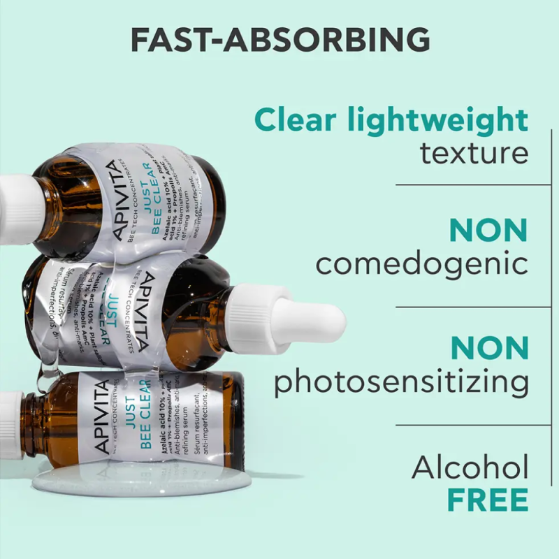 Just Bee Clear, Sérum anti-imperfecciones, anti-marcas, afina la piel, 30 ml. - Apivita