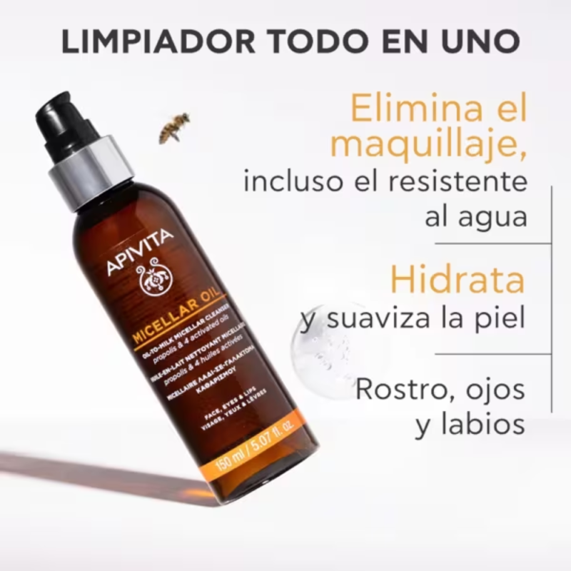 Aceite en Leche Micelar Limpiador - Rostro, ojos y labios, 150 ml. - Apivita