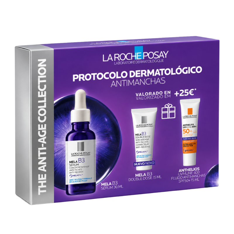 Protocolo Antimanchas: Mela B3 Serun, 30ml + Mela B3 Double Dose, 15ml + Anthelios Uvmune 400 Fluido Antimanchas SPF50+, 15ml. - La Roche Posay 