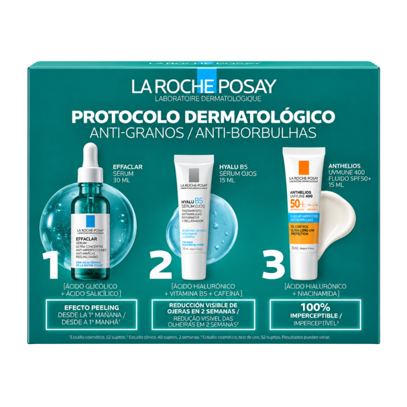 Protocolo Antigranos: Effaclar Serum, 30ml + Hyalu B5 Serum Ojos, 5ml + Anthelios Uvair SPF50+, 15ml. - La Roche Posay 