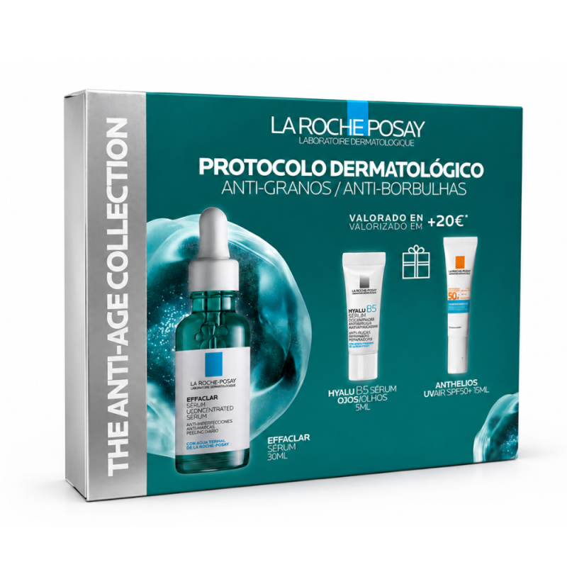 Protocolo Antigranos: Effaclar Serum, 30ml + Hyalu B5 Serum Ojos, 5ml + Anthelios Uvair SPF50+, 15ml. - La Roche Posay 