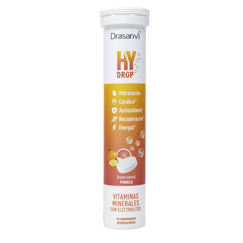HY DROP Vitaminas y Minerales con Electrolitos de Pomelo, 18 Comprimidos Efervescentes. - Drasanvi