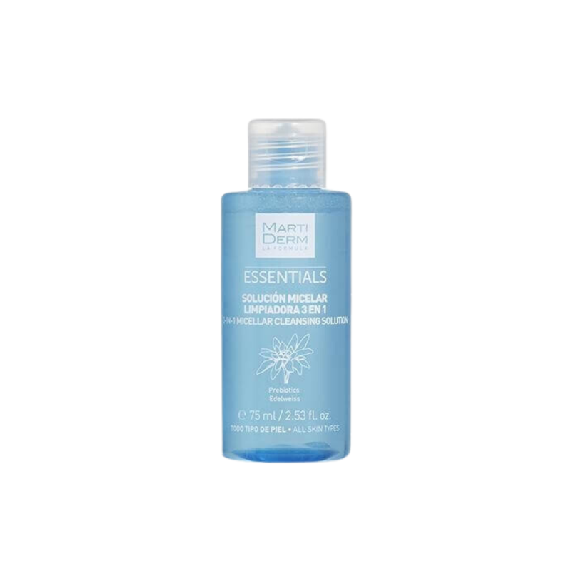 Essentials Solucion Micelar Limpiadora 3 en 1 Formato Viaje, 75 ml.- Martiderm