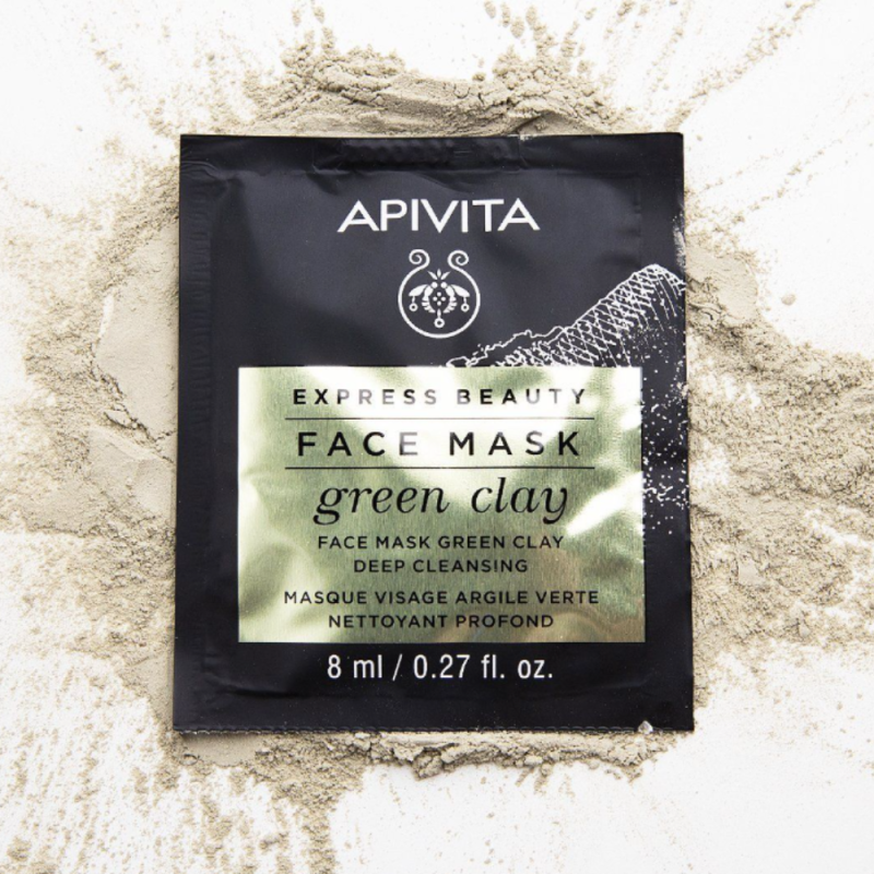 Express Beauty Mascarilla Facial Limpieza Profunda de Arcilla Verde, 2 x 8 ml. - Apivita