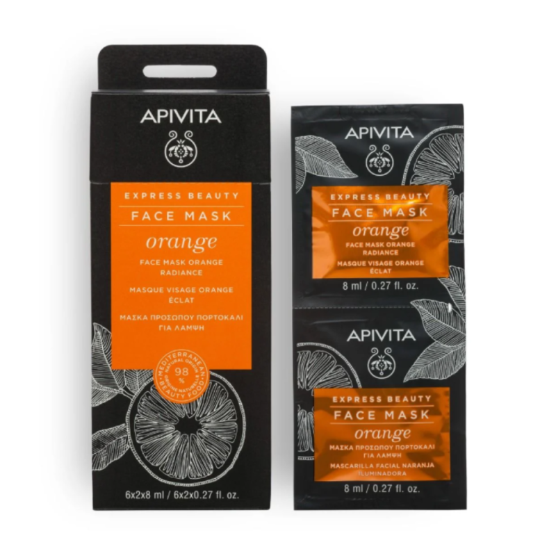Express Beauty Mascarilla Iluminadora con Naranja, 2 x 8 ml. - Apivita