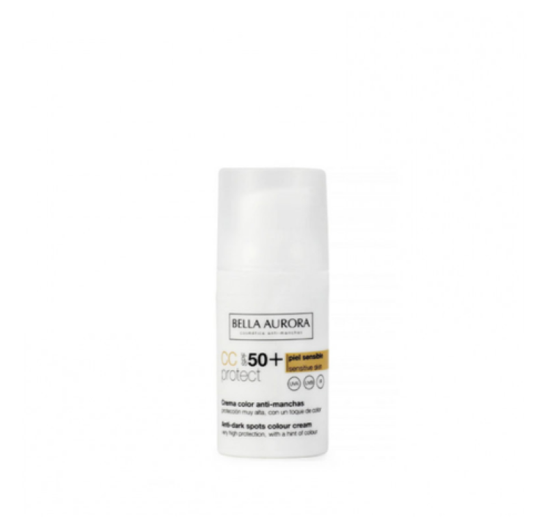 Cc Cream Anti - Manchas spf50+ para Piel Sensible, 30 ml - Bella Aurora Labs