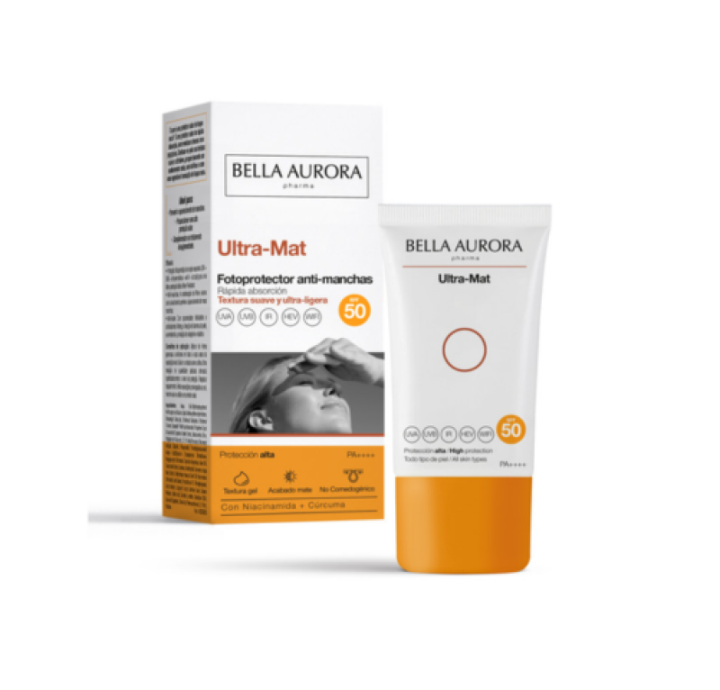 Fotoprotector Anti-manchas Ultra-Mat SPF50+, 50 ml. - Bella Aurora Labs