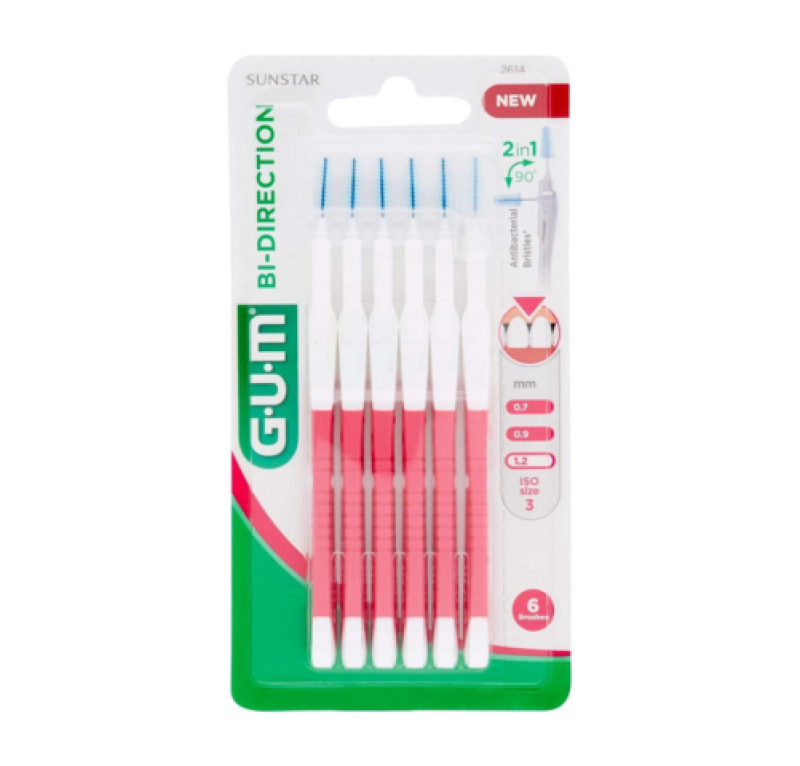 G.U.M Bi-Direction Cepillo Interdental, 1,2 mm Talla 3, 6 Piezas. - Sunstar