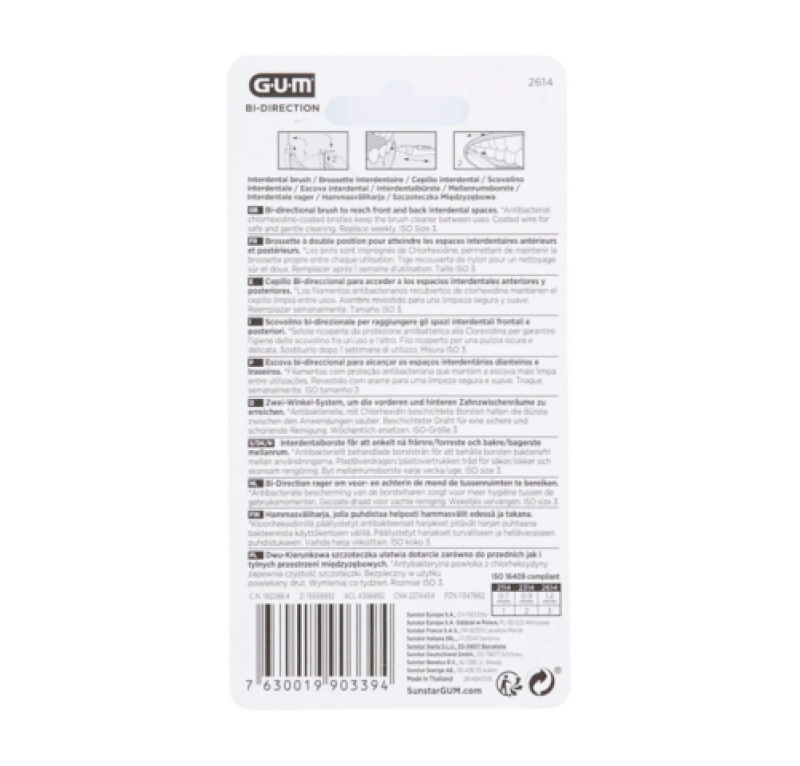 G.U.M Bi-Direction Cepillo Interdental, 1,2 mm Talla 3, 6 Piezas. - Sunstar