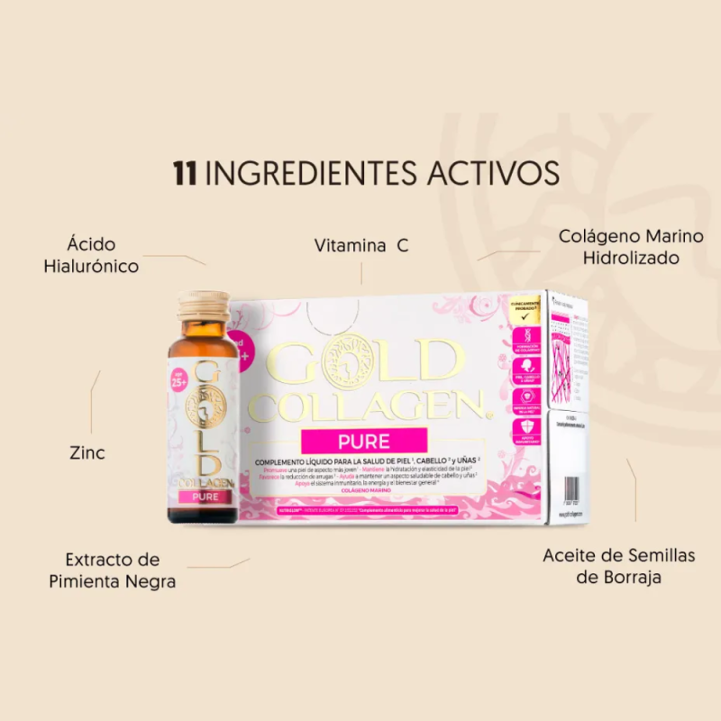Gold Collagen Pure, 10 frascos x 50 ml. - Areafar