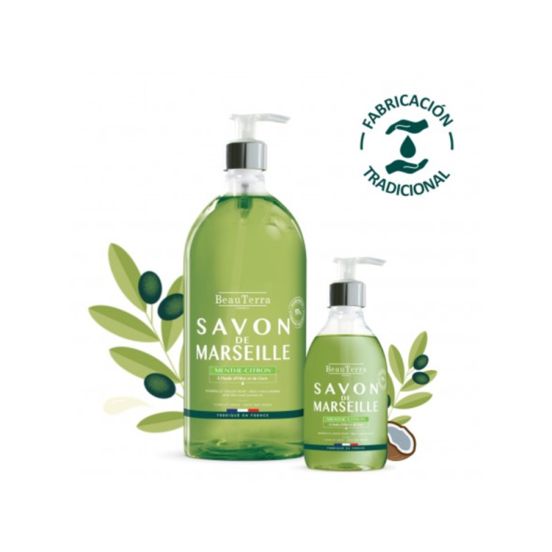 Jabón de Marsella Menta-Limón, 300 ml.- BeauTerra