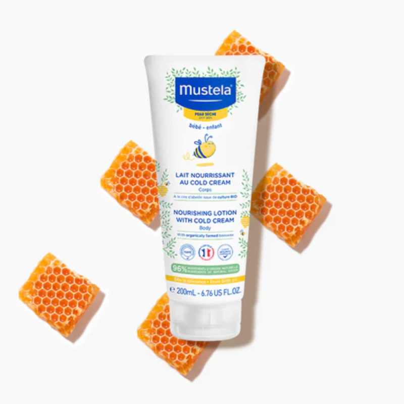 Leche Nutritiva al Cold Cream y Cera de Abeja Bio, 200 ml. - Mustela