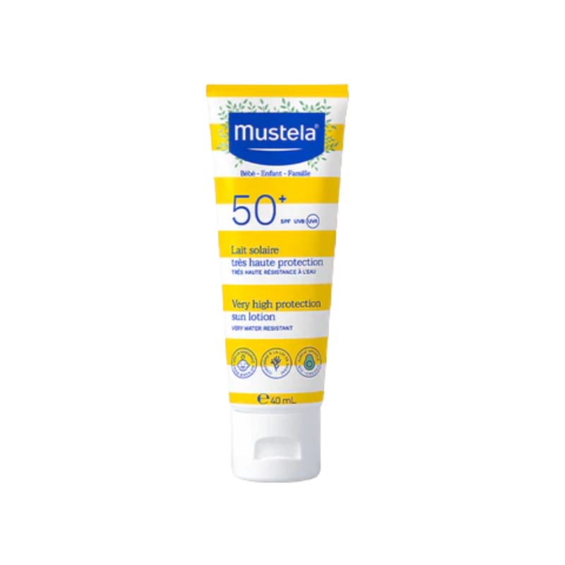 Leche Solar Facial muy alta Protección SPF50+, 40 ml. - Mustela