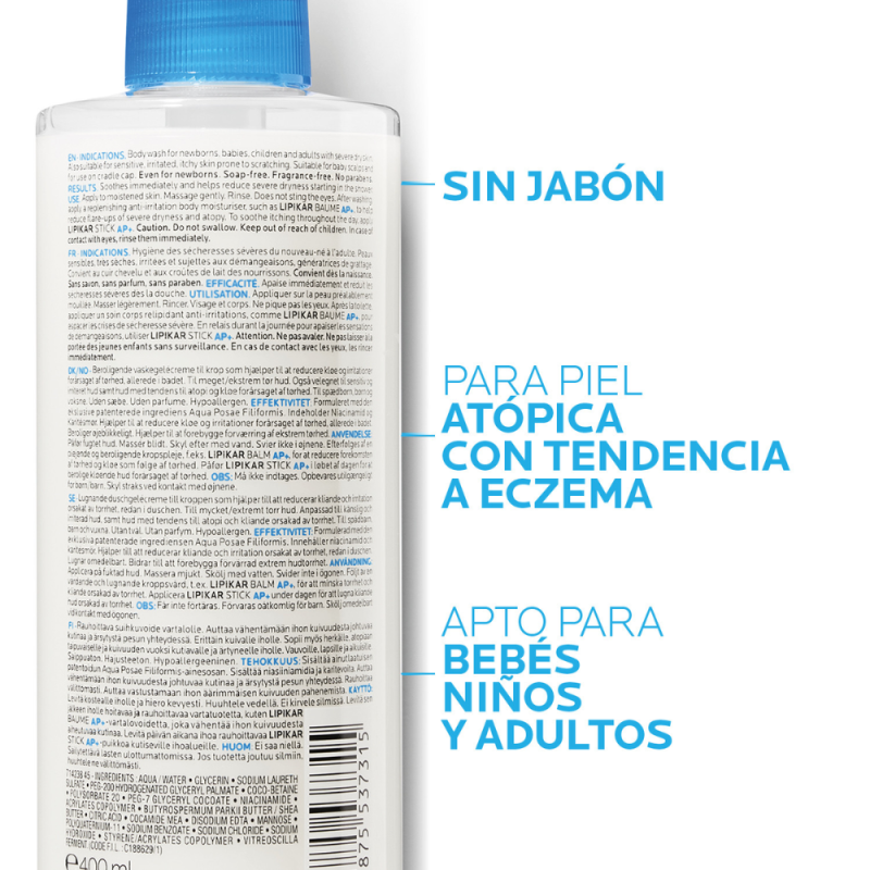 Lipikar Syndet AP+ Crema de Ducha, 400 ml. - La Roche Posay