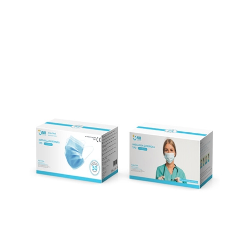 Mascarilla Quirúrgica Tipo I, 50 Unidades. - NH Medicine