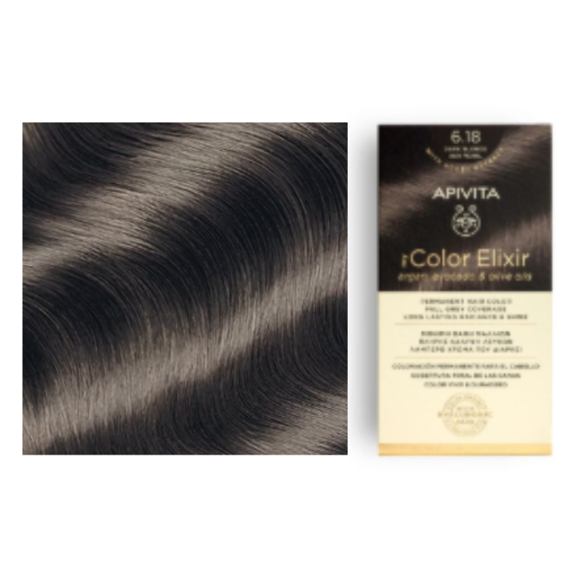 My Color Elixir N6.18, Rubio Oscuro Ceniza Perlado. - Apivita