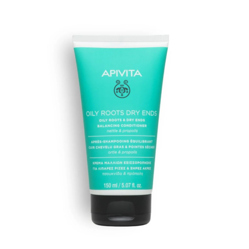 Oily Roots Dry Ends Acondicionador Equilibrante Raiz Grasa - Puntas Secas con Ortiga y Propóleo, 150 ml. - Apivita