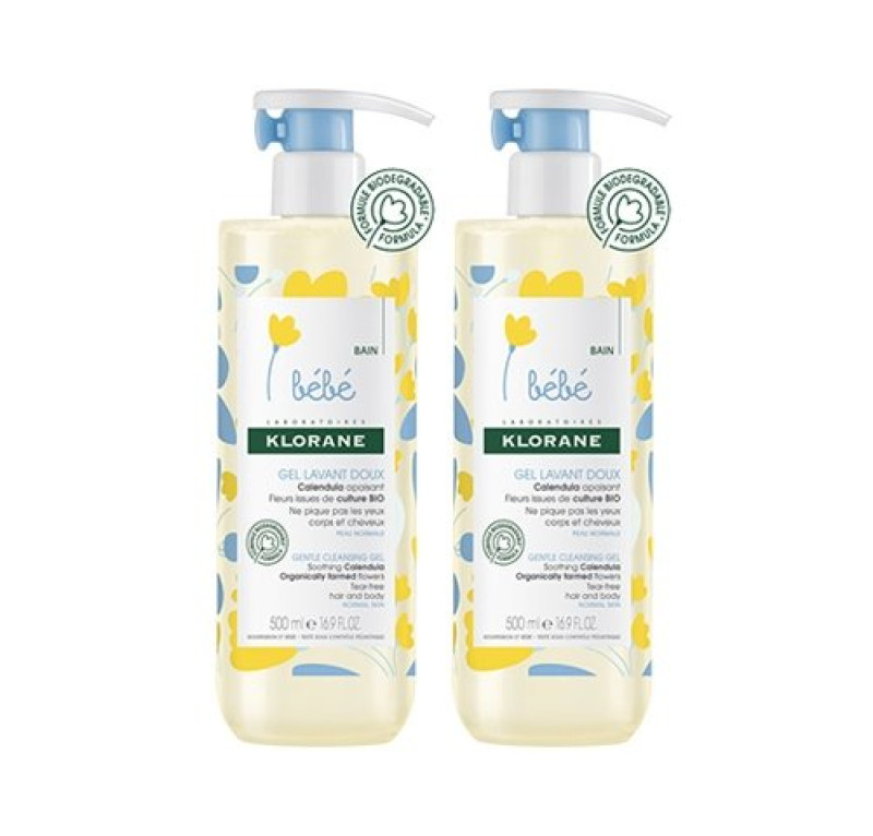 Duplo Gel Suave a la Caléndula, 500 ml. + 500 ml - Klorane 