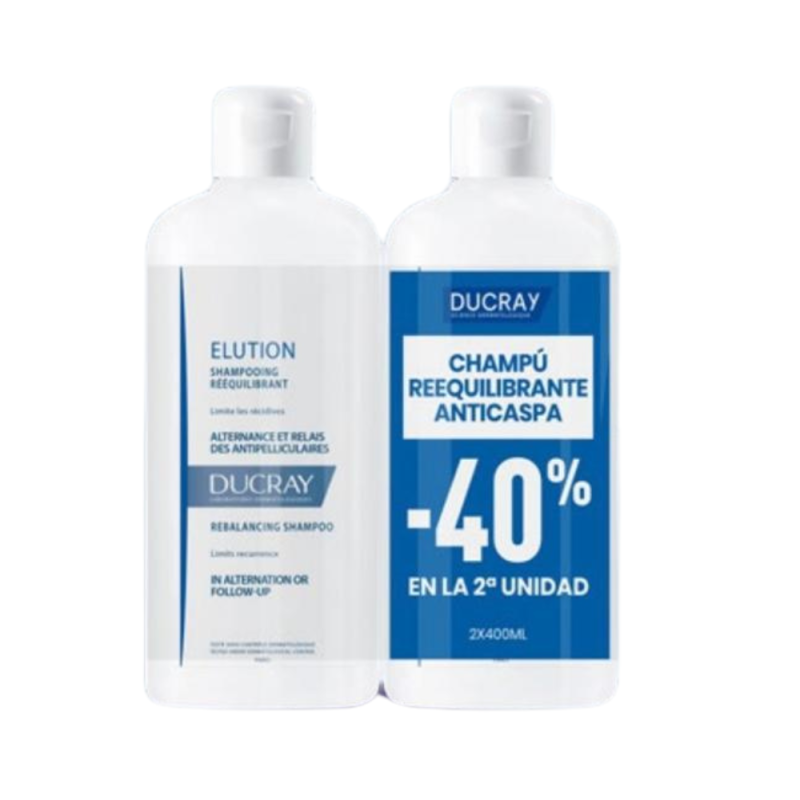 PACK DUPLO Elución Champú Reequilibtante, 400 ml. + 400 ml. - Ducray
